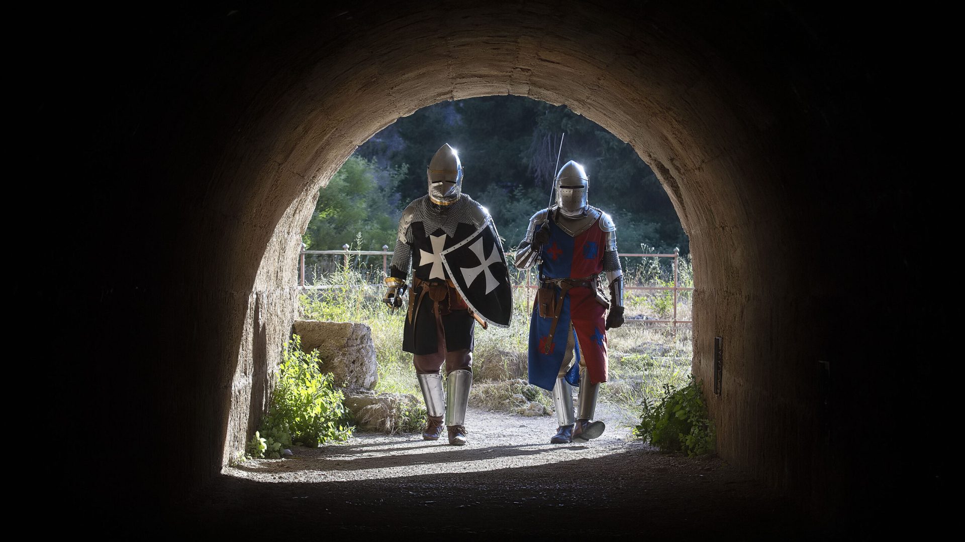 The Medieval Rhodes knights entertain a tour group in the moat near the d'Amboise Gate of the medieval city on May 28th, 2025